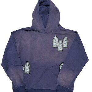 Who Decides War Navy Tombstone Windows Hoodie Size Medium